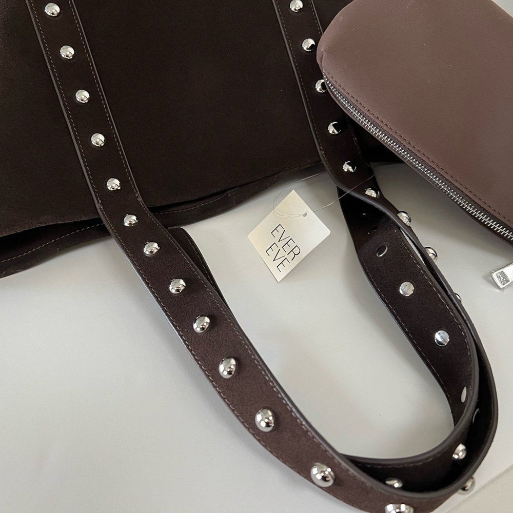 Evereve Sloane Studded Suede Leather Tote Bag NWT - Picture 4 of 14